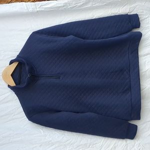 Lands' End sweater quarter zip quilted pullover navy blue large